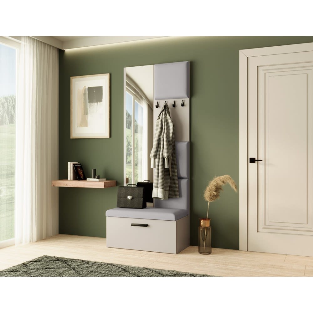 Garderobe mit gepolsterten Paneelen, Kaschmir+Grau - Maisons Du
