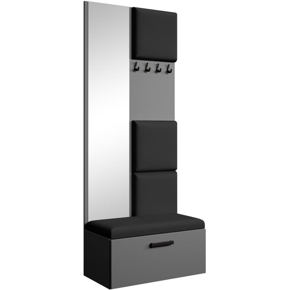 Beauty Sofa GmbH Garderobe mit gepolsterten Paneelen, Graphit+Schwarz style modern Grau Spanplatte