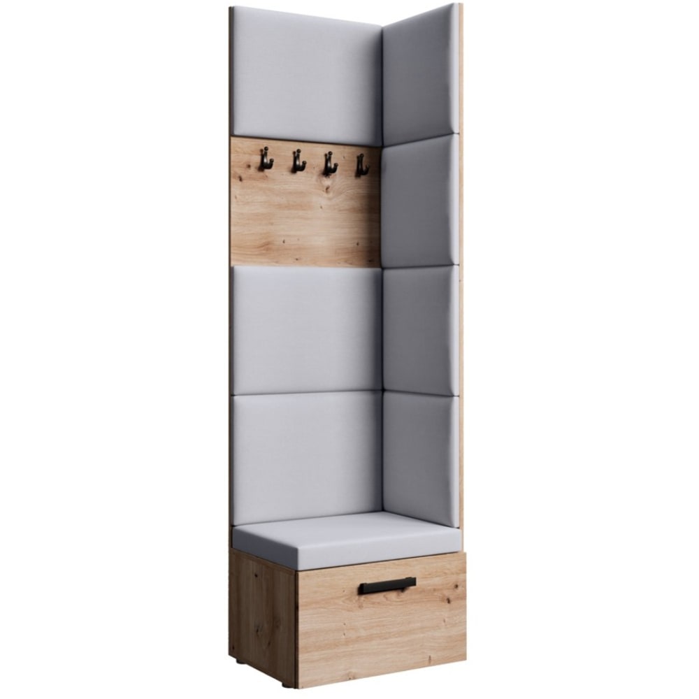 Beauty Sofa GmbH Eckgarderobe mit gepolsterten Paneelen, eiche Artisan+Grau style modern Braun Spanplatte