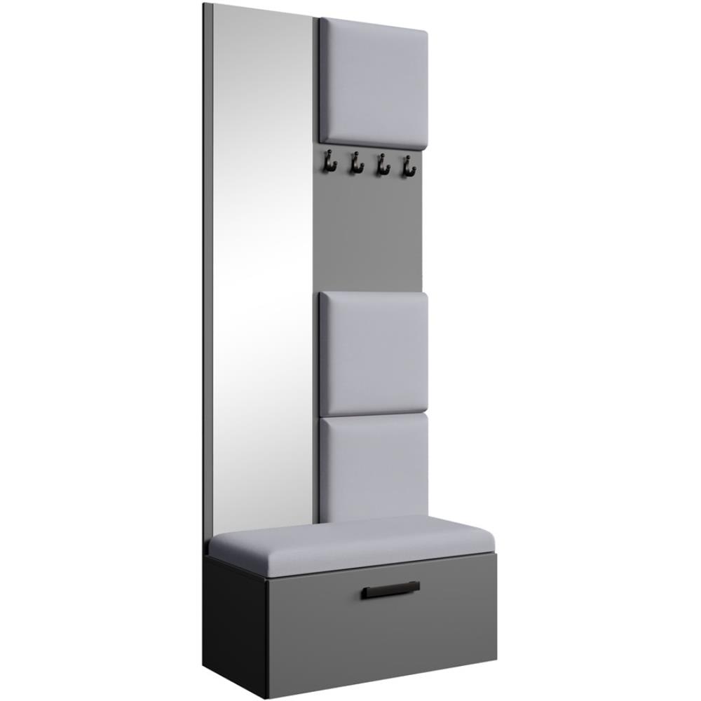 Beauty Sofa GmbH Garderobe mit gepolsterten Paneelen, Graphit+Grau style modern Grau Spanplatte
