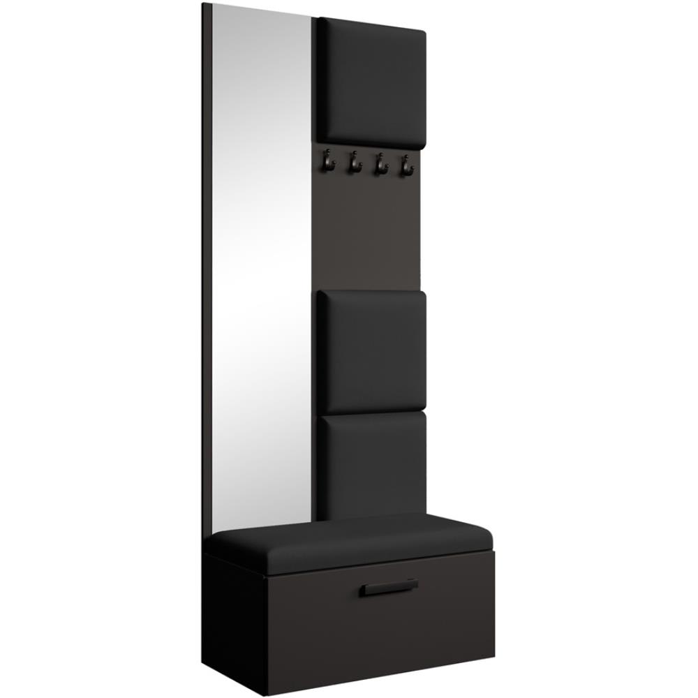 Beauty Sofa GmbH Garderobe mit gepolsterten Paneelen, Schwarz+Schwarz style modern Schwarz Spanplatte
