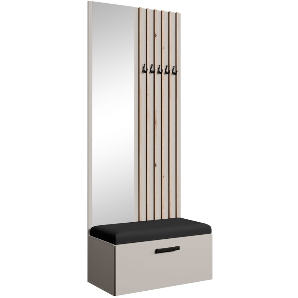 Beauty Sofa GmbH Garderobe mit Lamellen und Spiegel, Kaschmir+Schwarz style modern Taupe Spanplatte