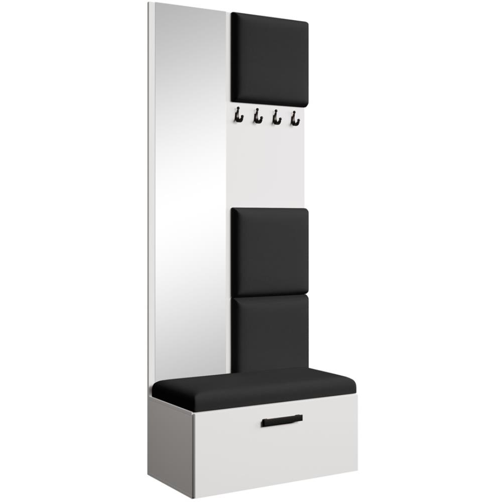 Beauty Sofa GmbH Garderobe mit gepolsterten Paneelen, Weiß+Schwarz style modern Weiß Spanplatte