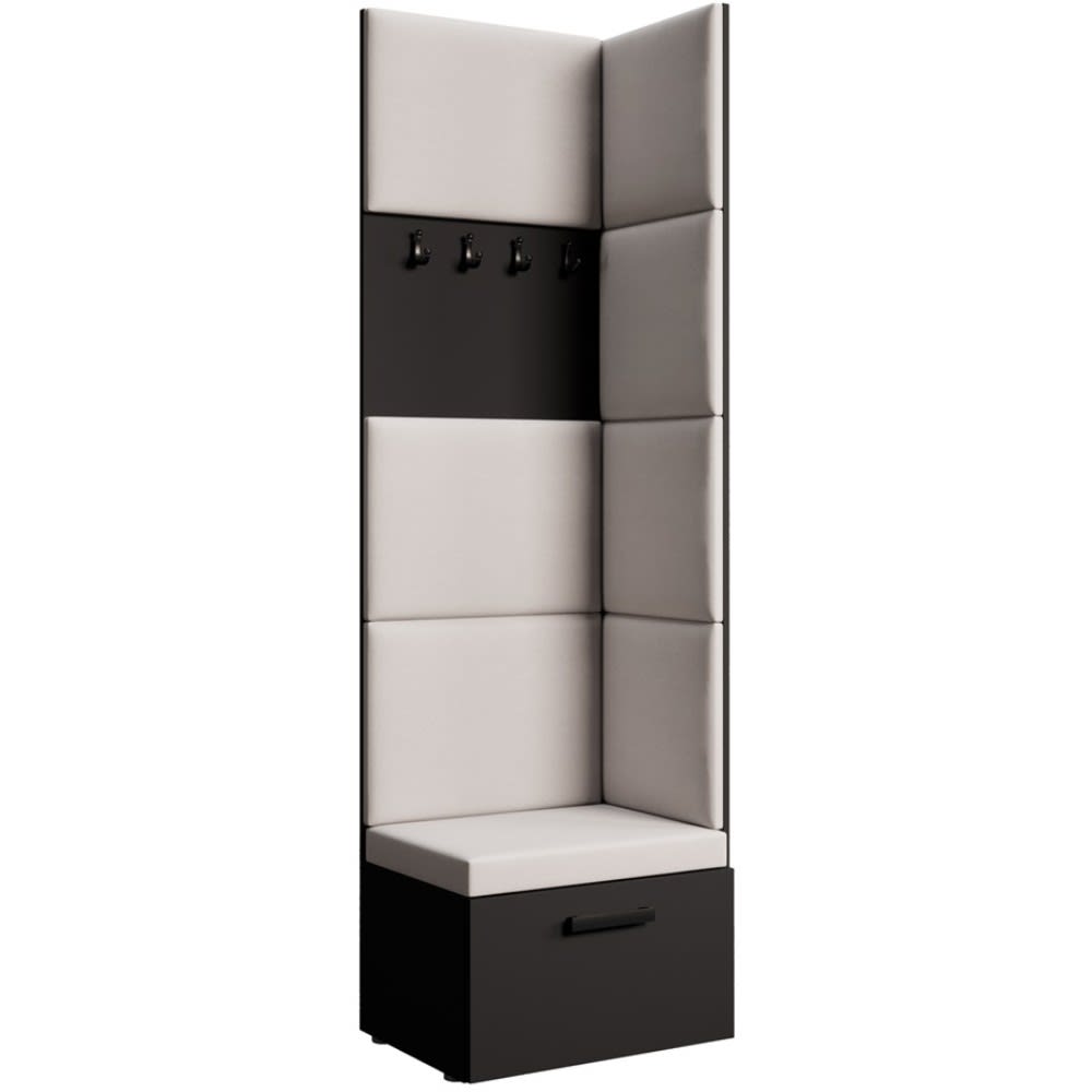 Beauty Sofa GmbH Eckgarderobe mit gepolsterten Paneelen, Schwarz+Beige style modern Schwarz Spanplatte