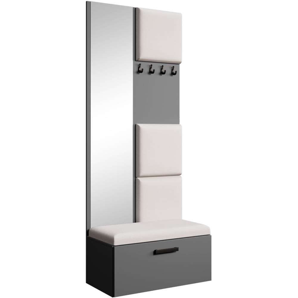 Beauty Sofa GmbH Garderobe mit gepolsterten Paneelen, Graphit+Beige style modern Grau Spanplatte