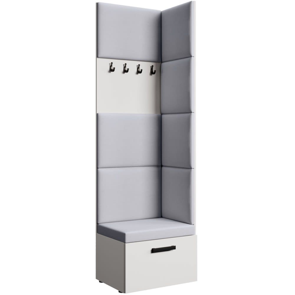 Beauty Sofa GmbH Eckgarderobe mit gepolsterten Paneelen, Weiß+Grau style modern Weiß Spanplatte