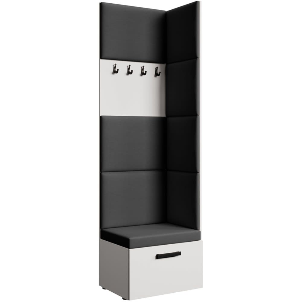 Beauty Sofa GmbH Eckgarderobe mit gepolsterten Paneelen, Weiß+Schwarz style modern Weiß Spanplatte