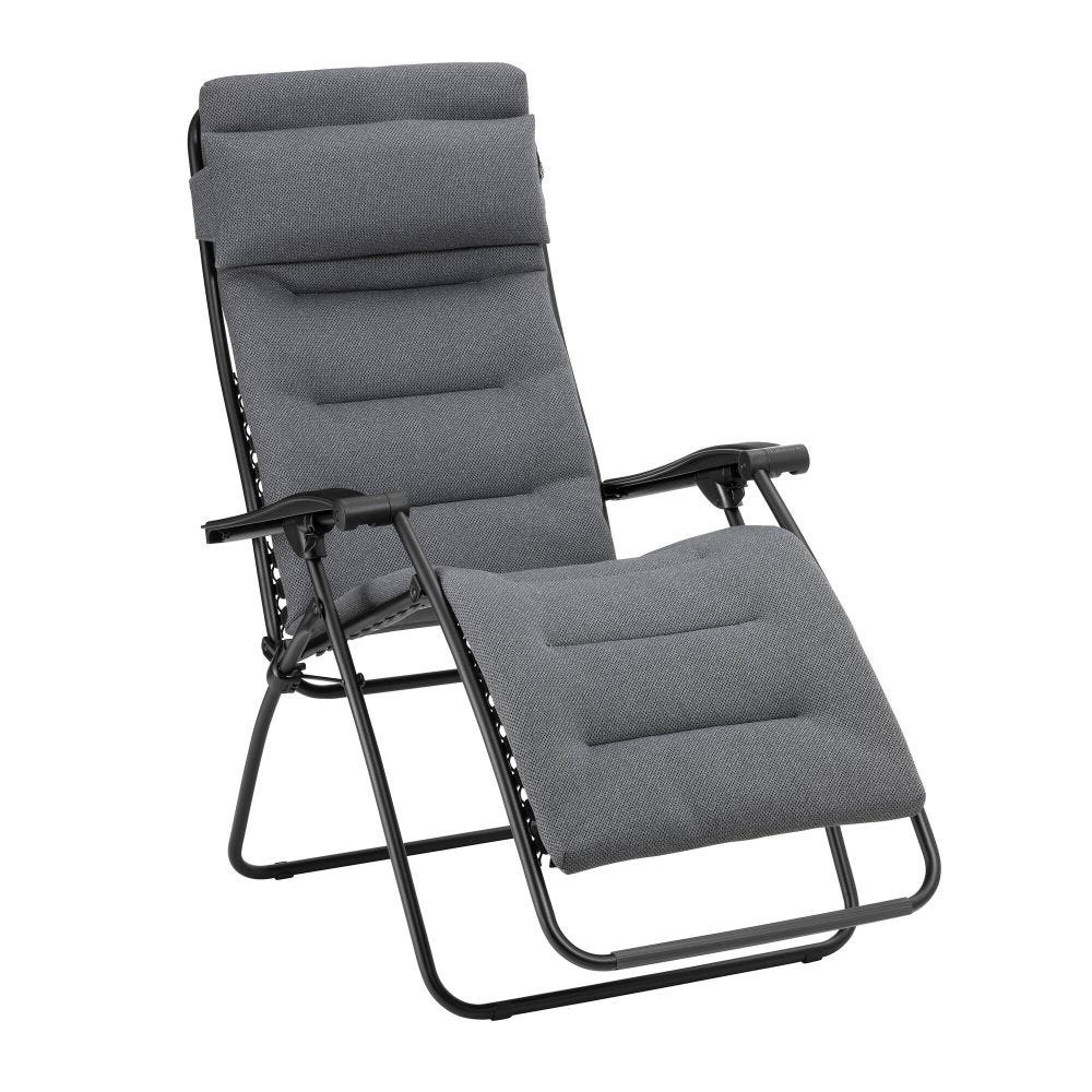 Fauteuil relax matelassé zéro gravité en acier gris L87xl67xH115
