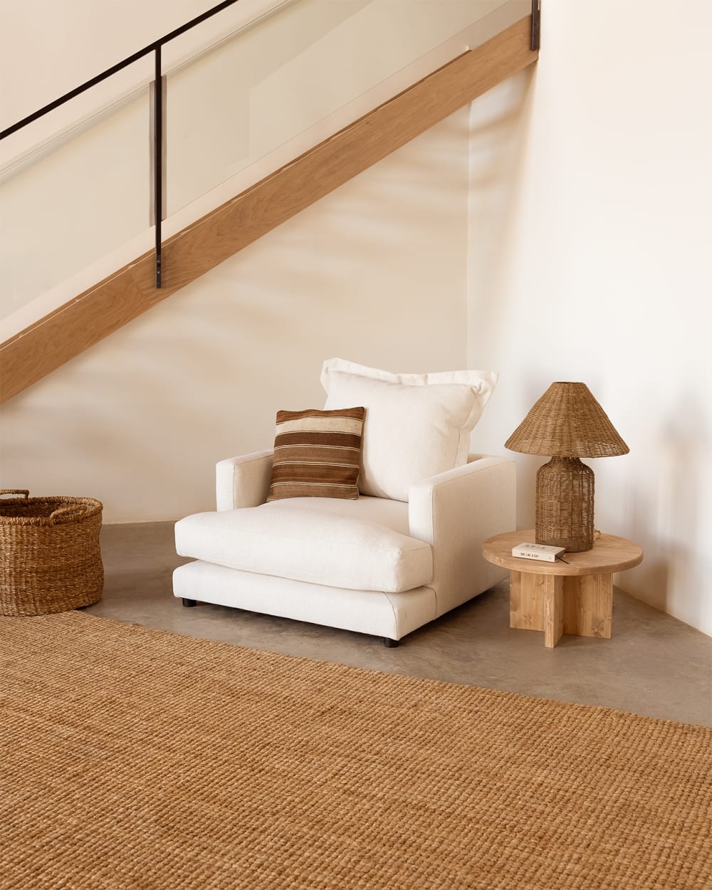 Fauteuil blanc cassé 105x106cm