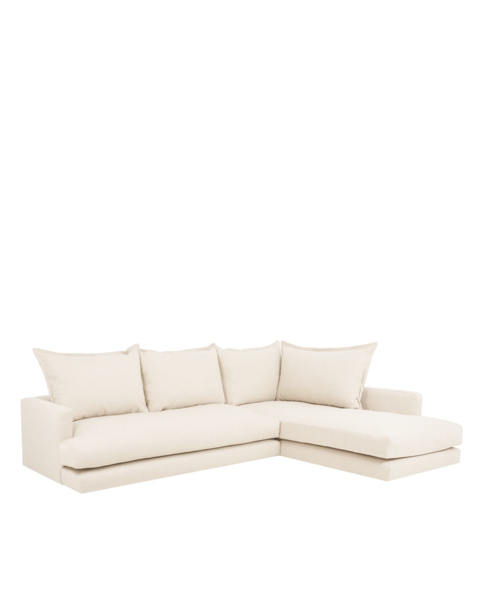 Canapé chaise longue droit blanc cassé 275x190cm