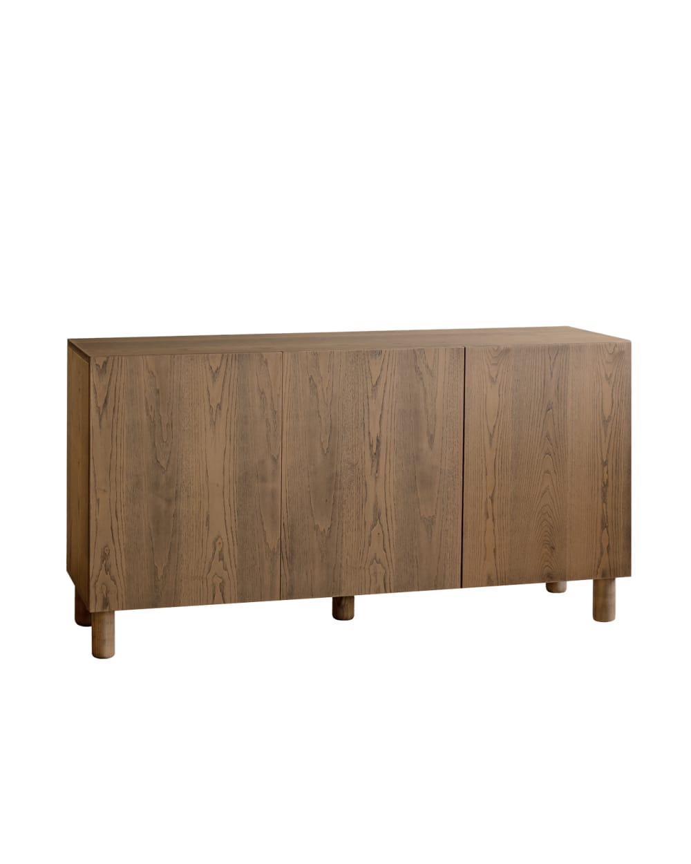 Buffet 3 portes bois de placage frêne naturel teinte noisette 160x40cm