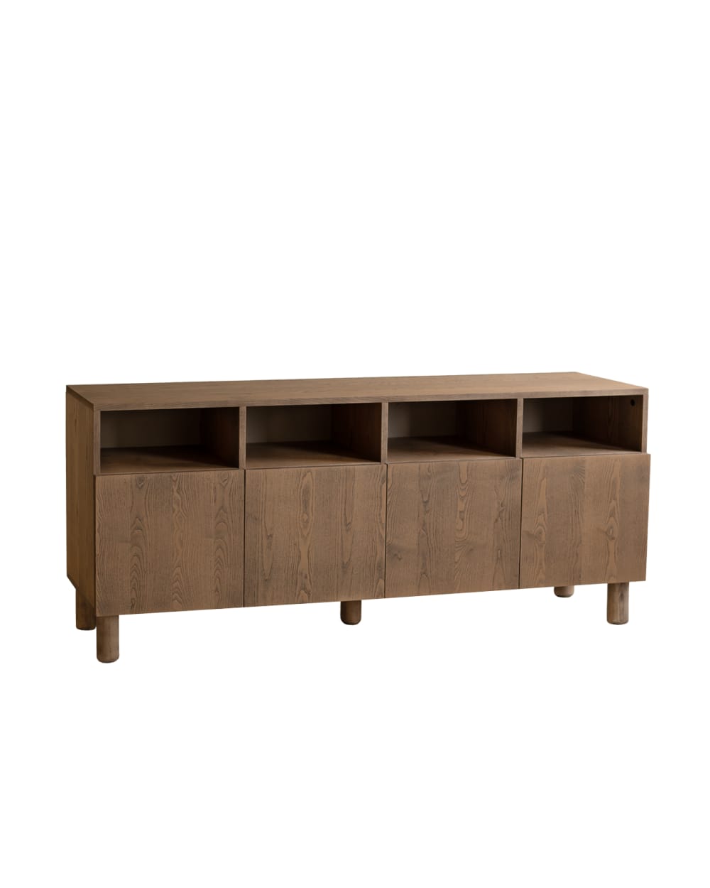 Buffet 4 portes bois de placage frêne naturel teinte noisette 176x40cm