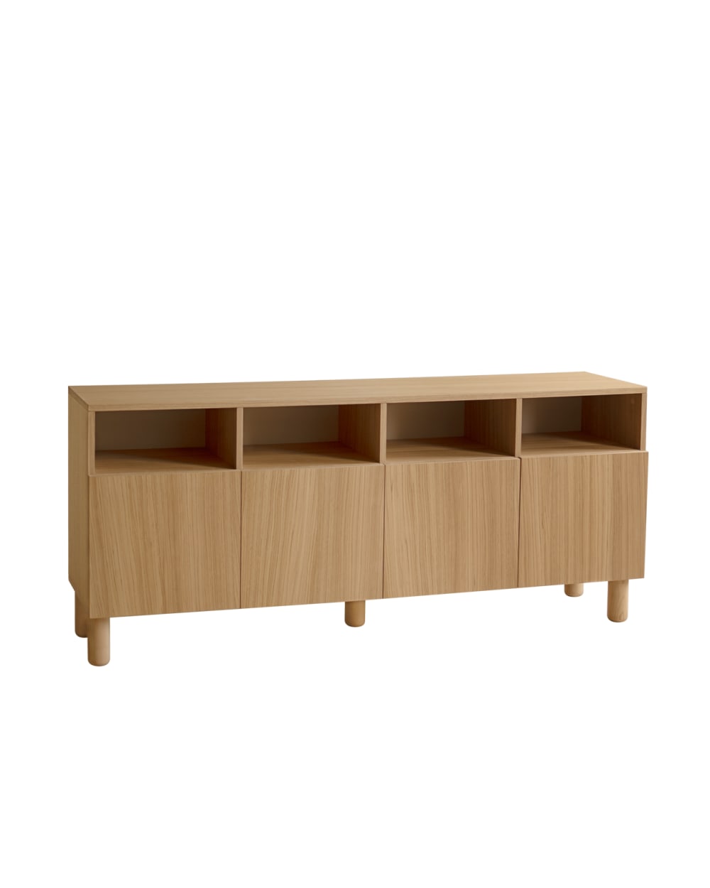 Buffet 4 portes bois de placage chêne naturel 176x40cm