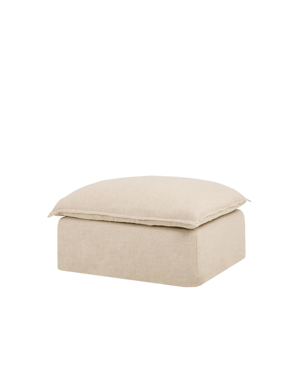 Pouf en coton et lin déhoussable beige 92x72cm