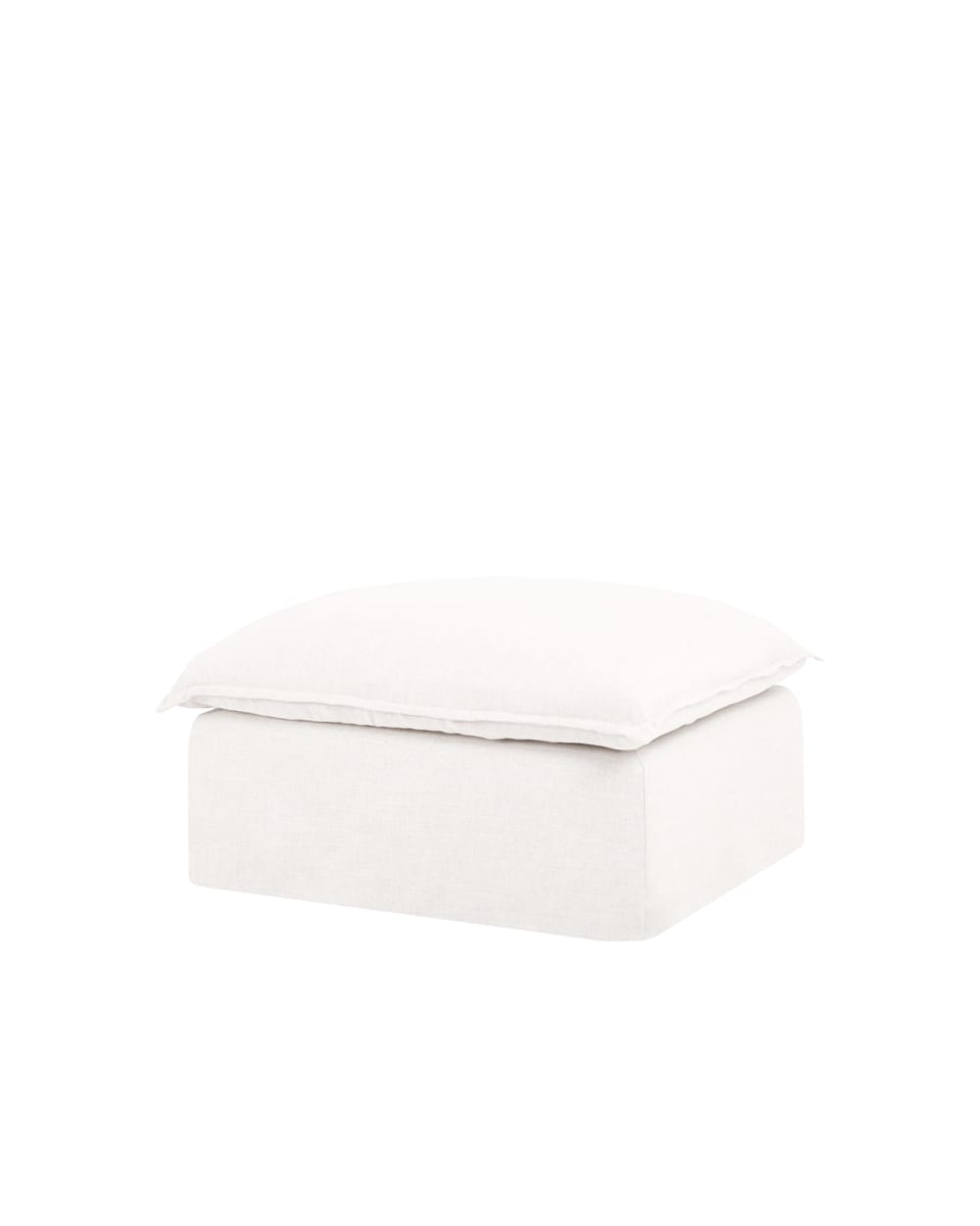Pouf en coton et lin - blanc