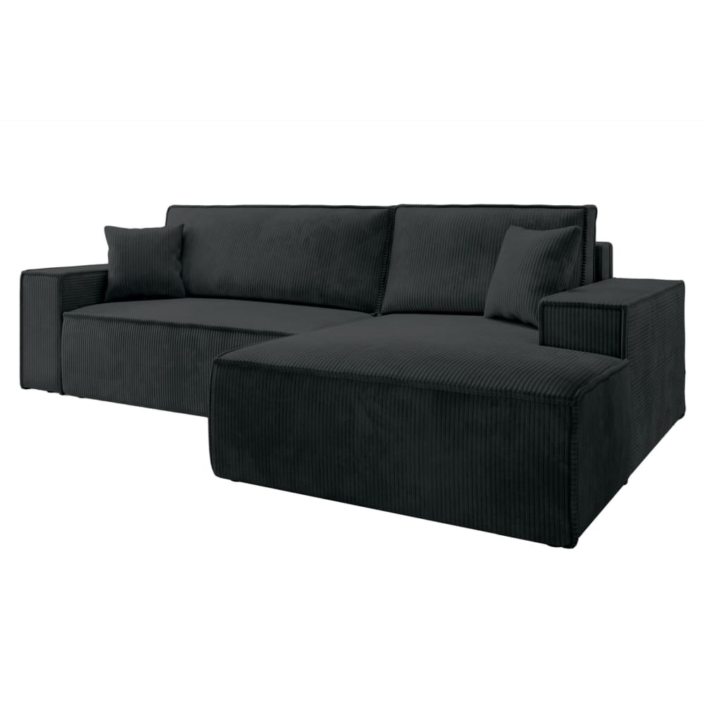 Canapé d'angle droit convertible 3 places noir