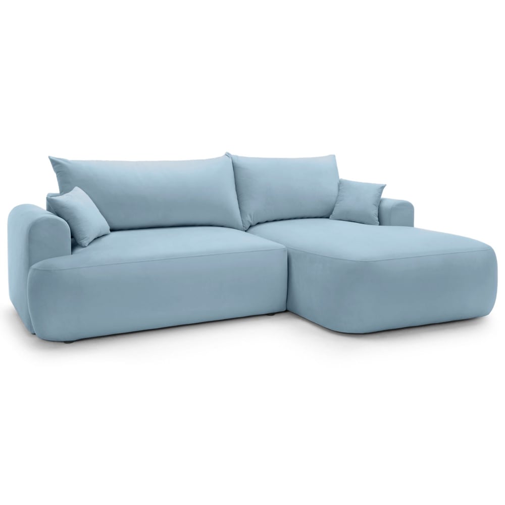 Canapé d'angle réversible côté droit en velours bleu clair