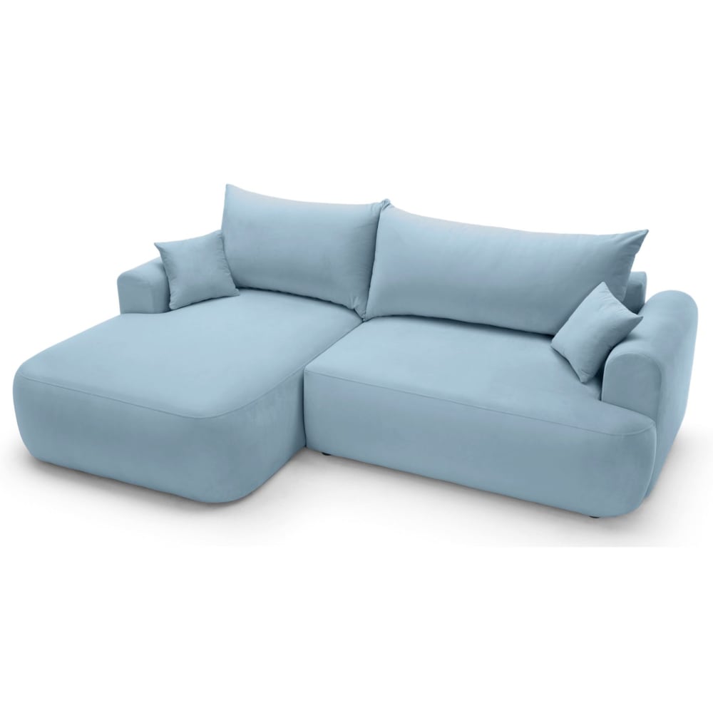 Canapé d'angle réversible côté gauche en velours bleu clair
