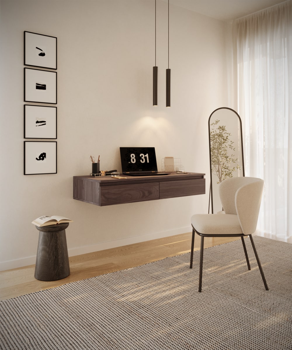 Hängeschreibtisch / Schminktisch, Nussbaumoptik, 120 cm - Maisons