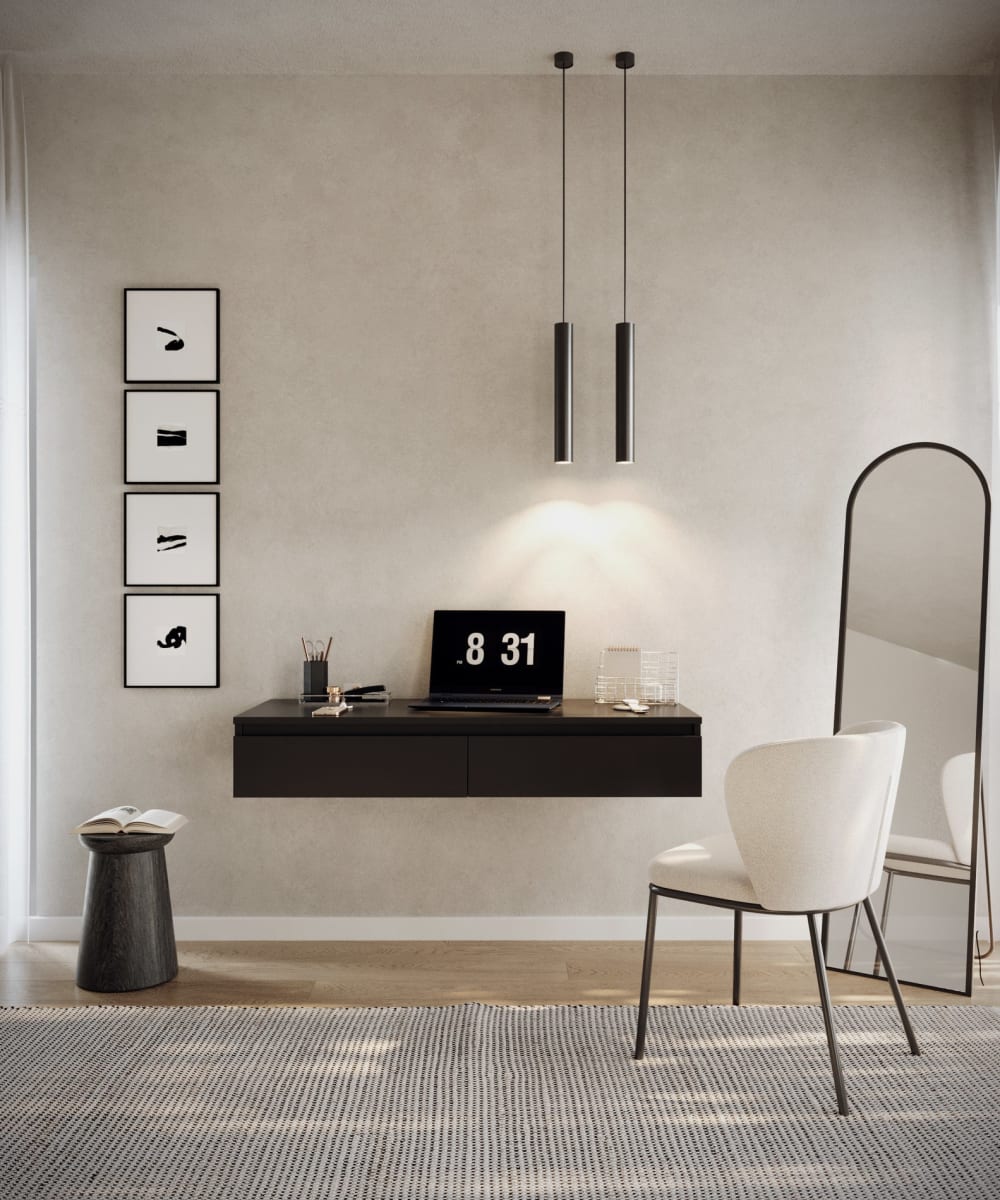 Hängeschreibtisch / Schminktisch, Schwarz, 120 cm - Maisons Du