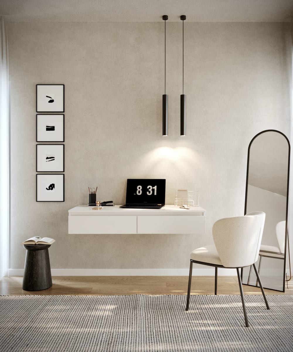 Bureau / coiffeuse murale, blanc, 120 cm