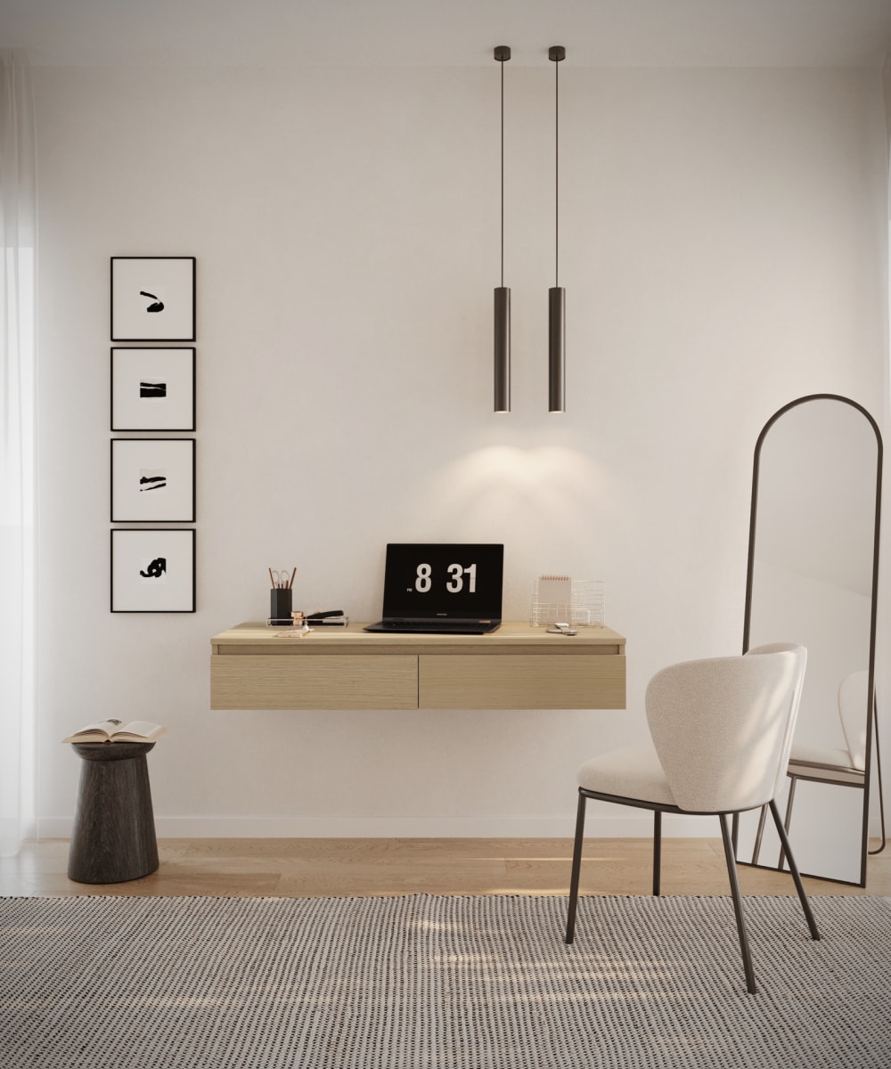Hängeschreibtisch / Schminktisch, Eichenholzoptik, 120 cm -