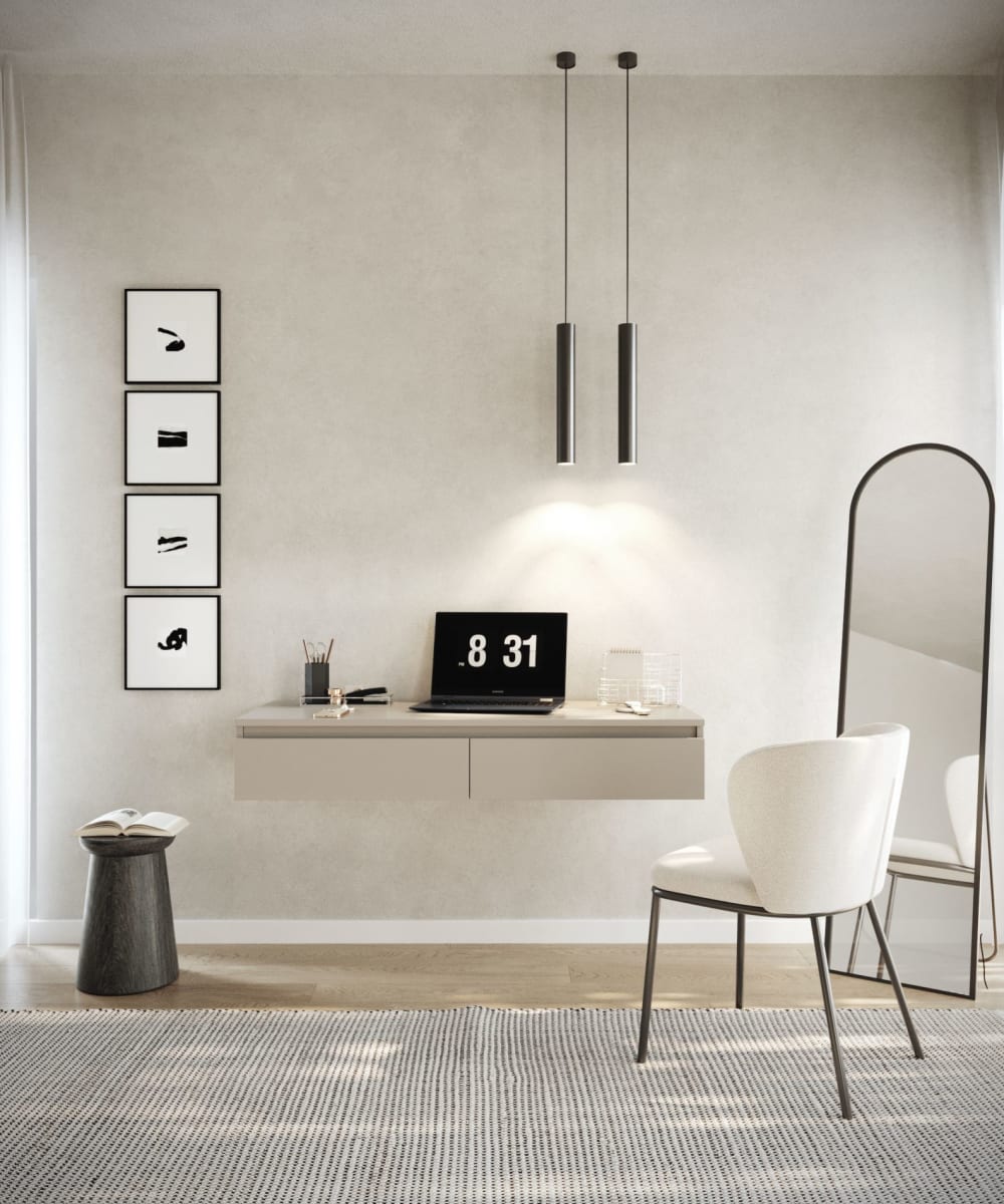 Bureau / coiffeuse murale, grège, 120 cm