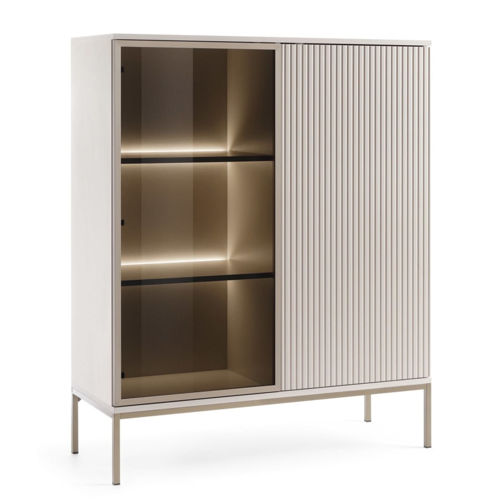 Vitrine 2 portes grège 154 cm Vitrine 2 portes grège 154 cm
