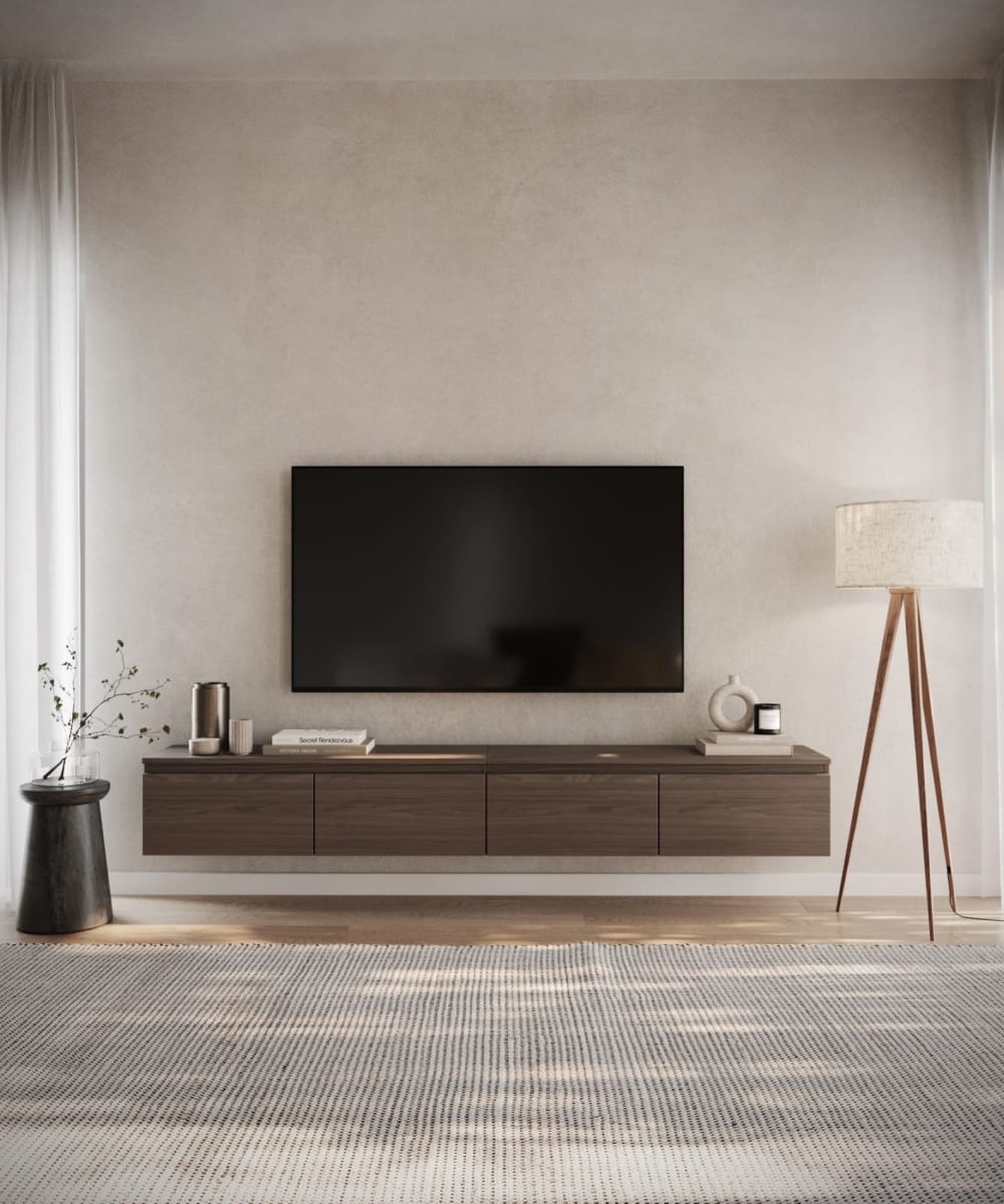 Meuble TV suspendu, aspect noyer Wisconsin, 200 cm