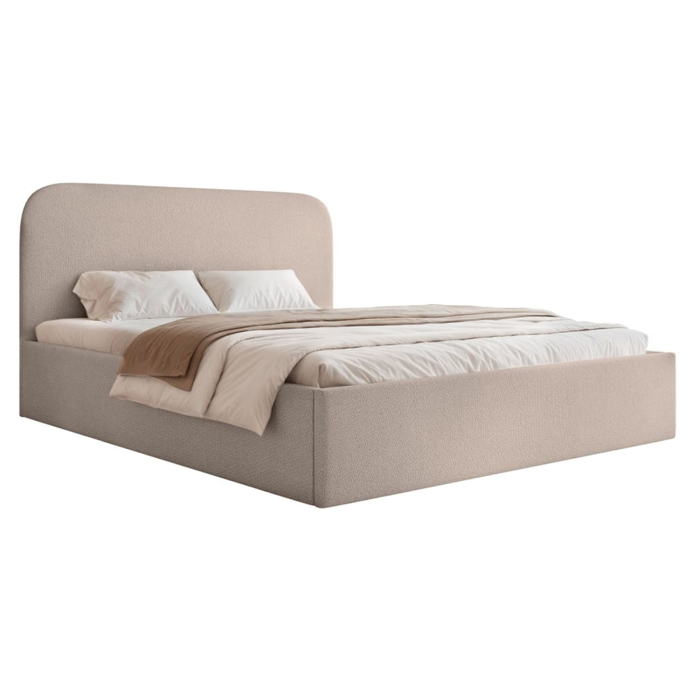 Lit rembourré 180x200 cm, en tissu chenille, beige