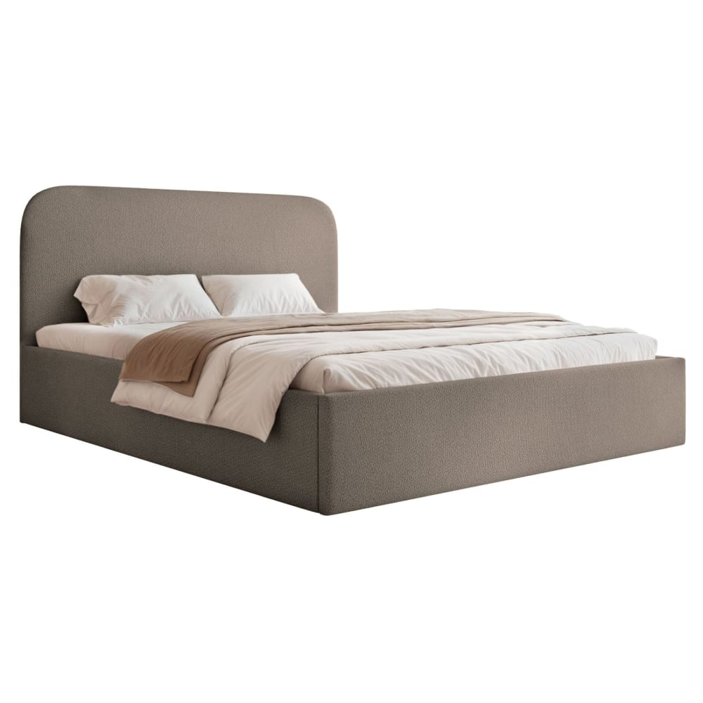 Selsey Polsterbett 160x200 mit Bettkasten, Chenille, hellbraun style modern - Stoff