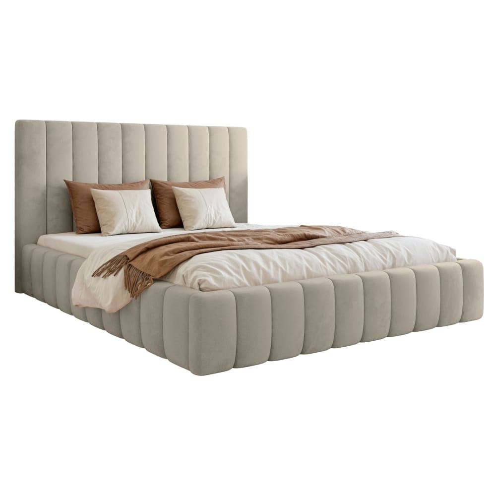 Lit rembourré 180x 200 velours, beige clair