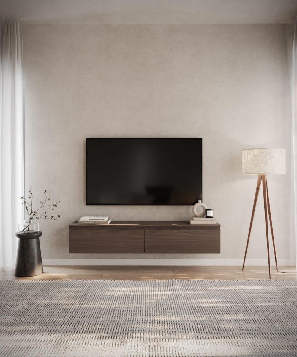 Meuble TV suspendu, aspect noyer Wisconsin, 150 cm