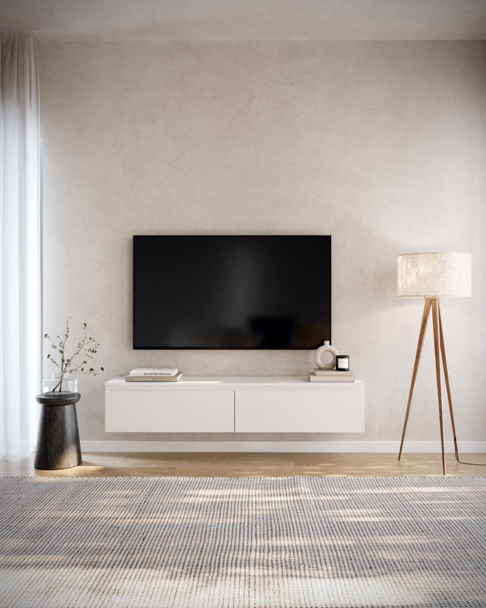 TV-Hängeboard, Weiß, 150 cm - Maisons Du Monde