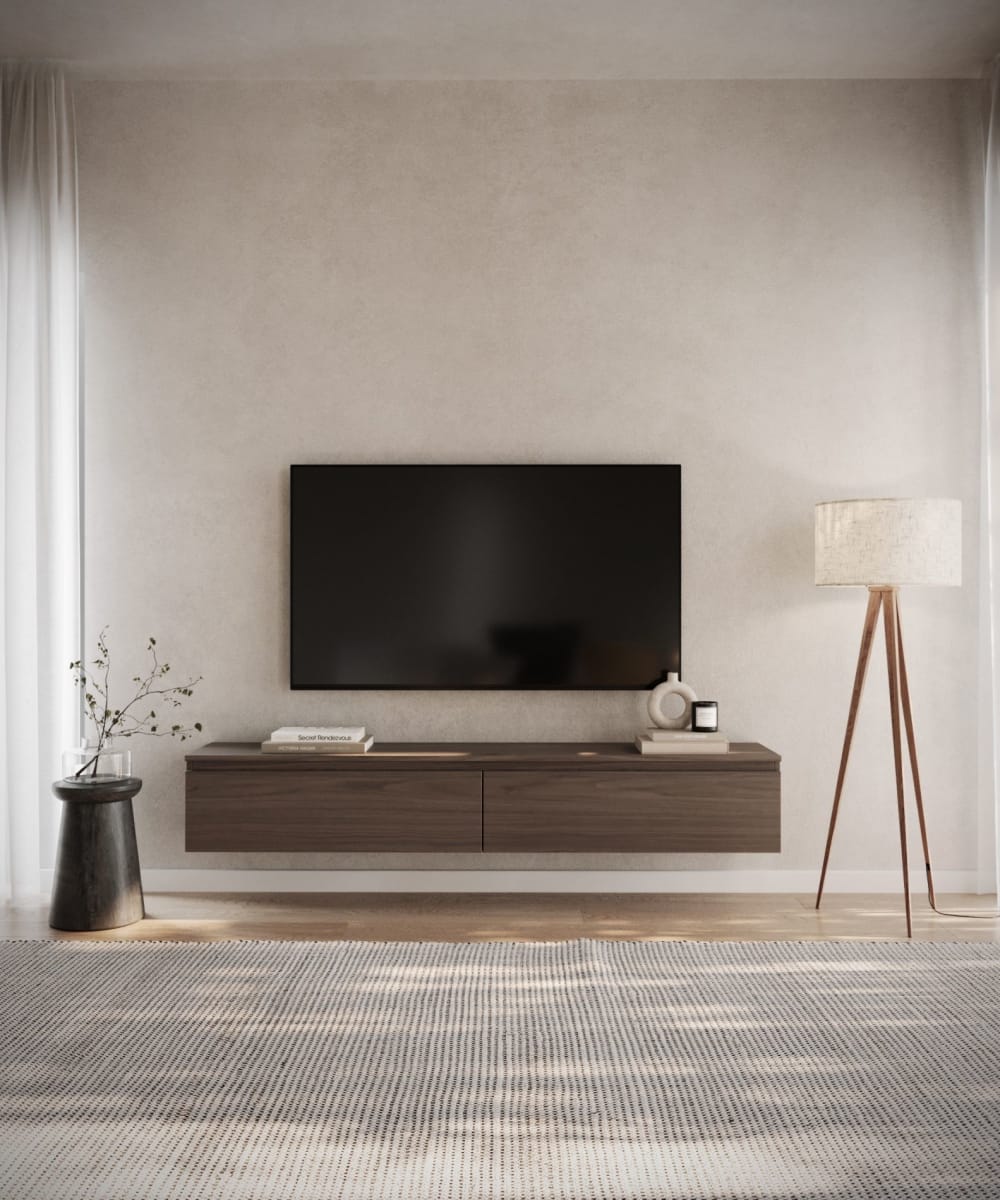 Meuble TV suspendu, aspect noyer Wisconsin, 175 cm