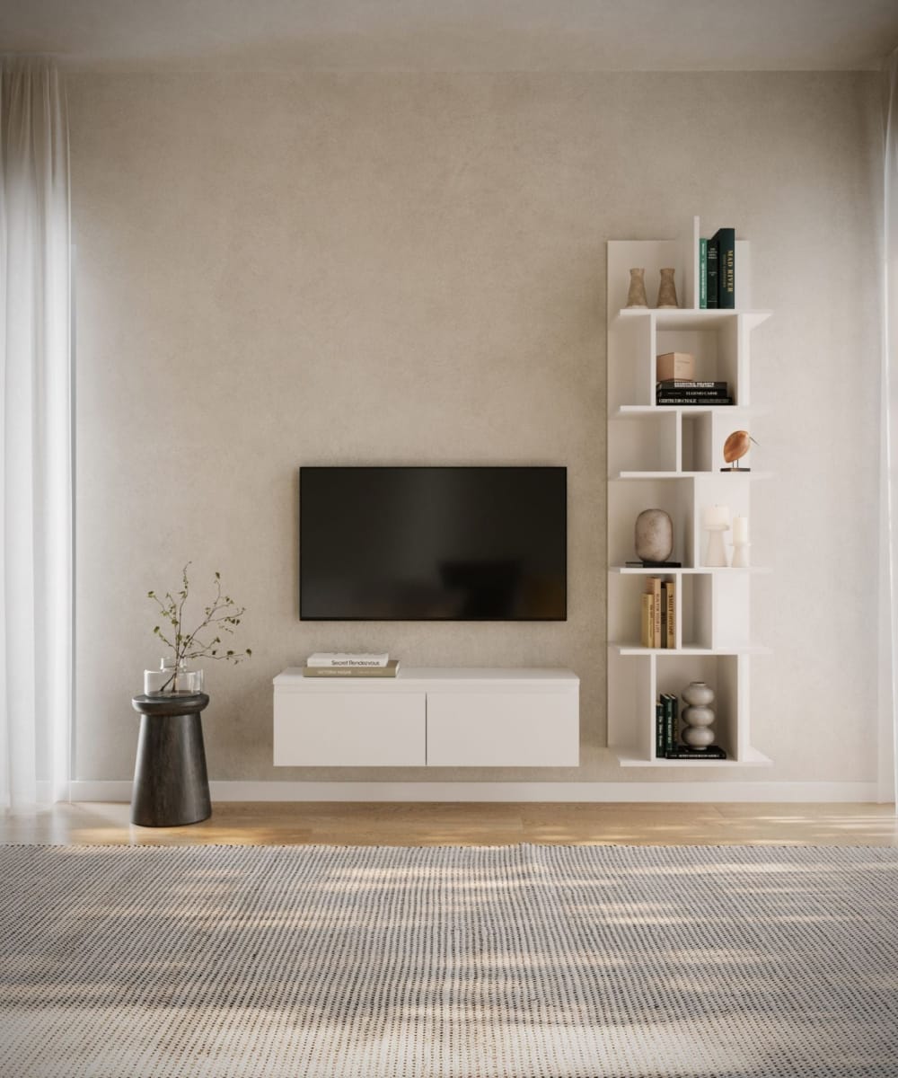 TV-Hängeboard, Weiß, 100 cm - Maisons Du Monde