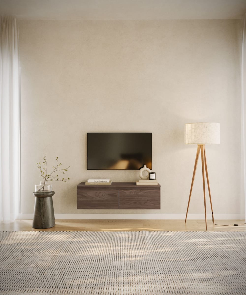 Meuble TV suspendu, aspect noyer Wisconsin, 100 cm