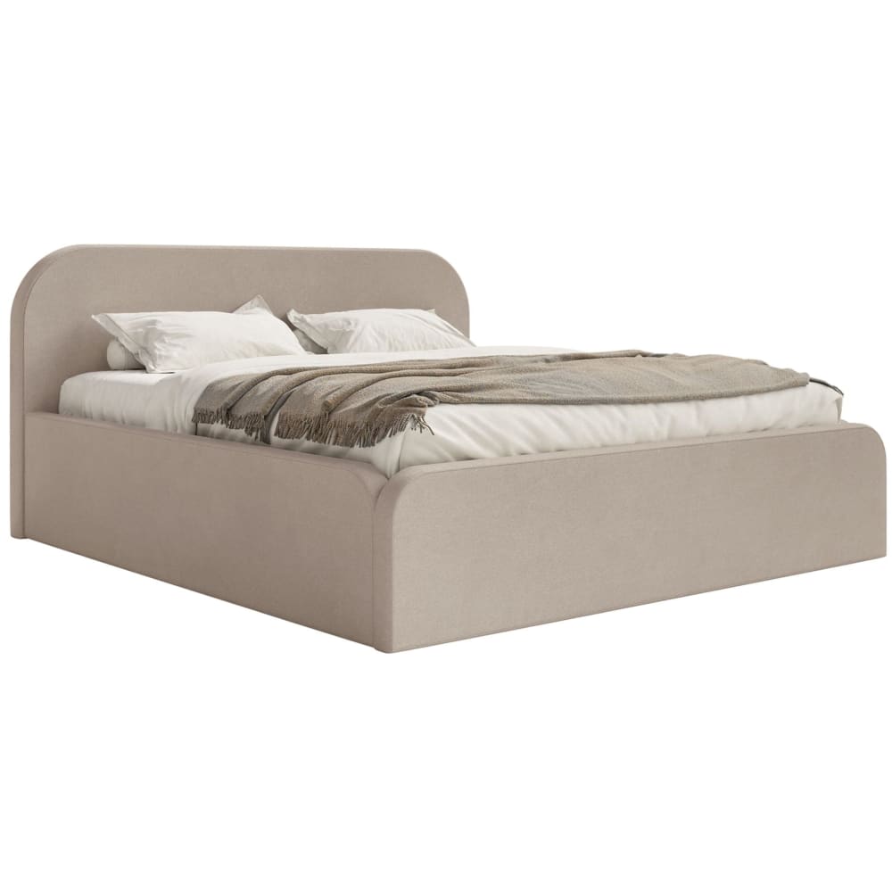 Lit coffre 200x200 en velours beige