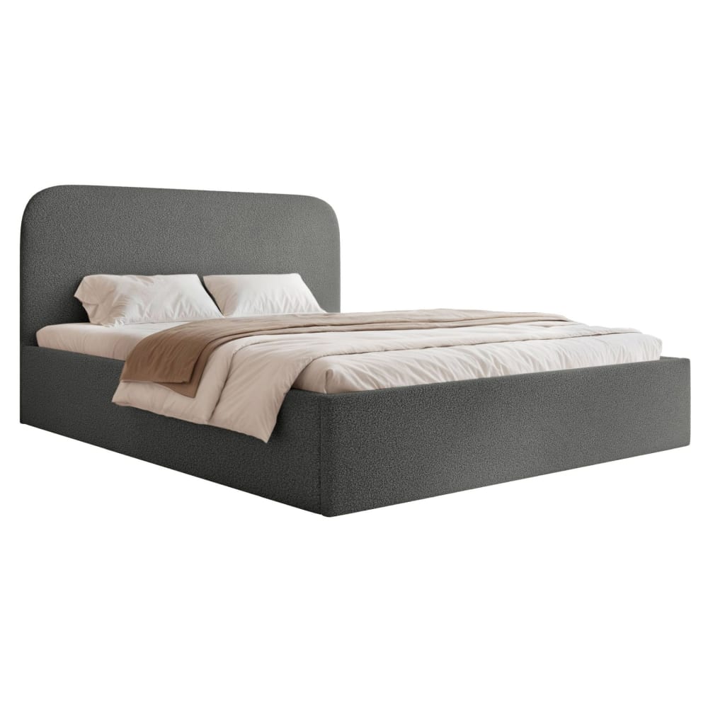 Selsey Polsterbett 180x200 mit Bettkasten, Bouclé, dunkelgrau style modern Grün Stoff