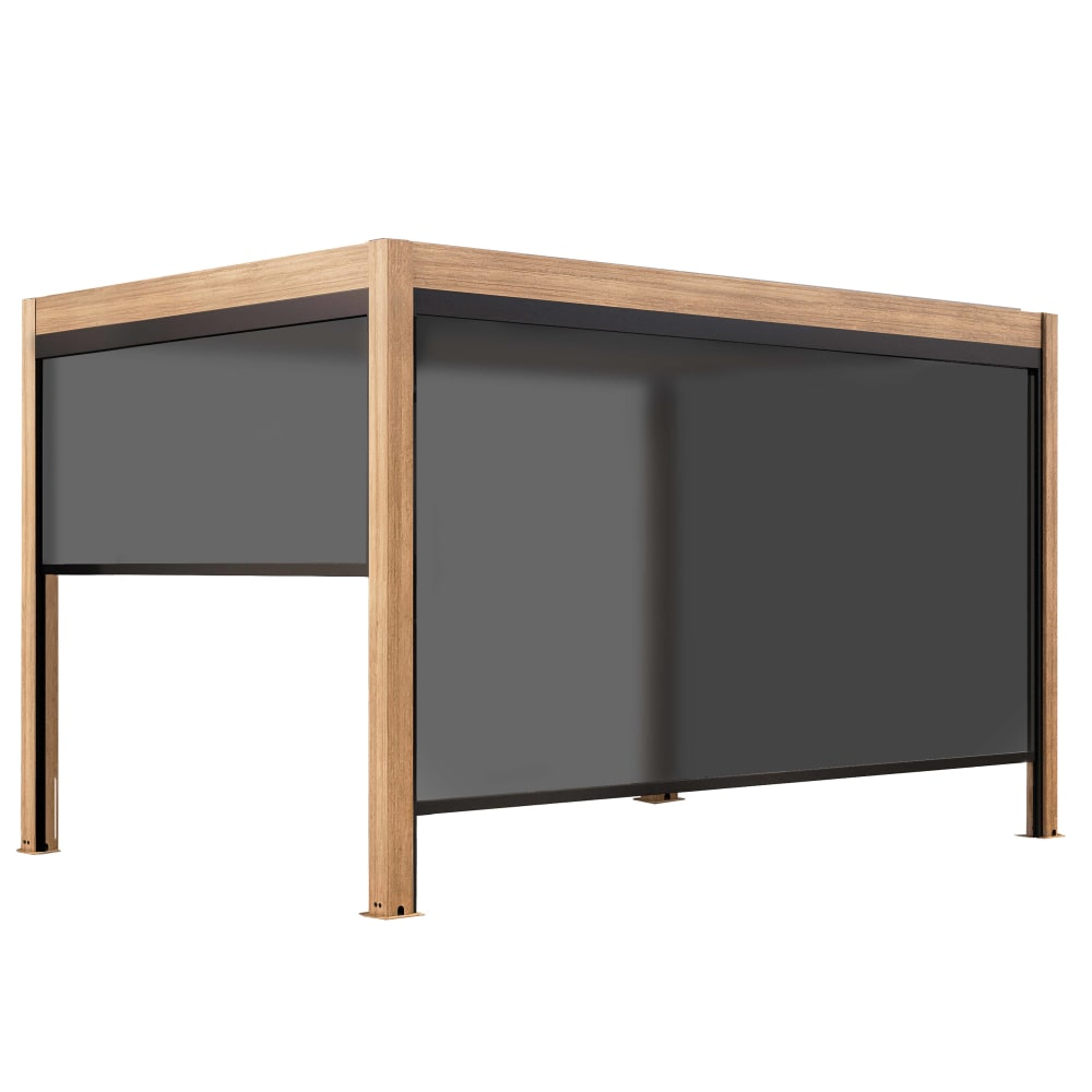 Pergola bioclimatique autoportée motorisée éclairée 3x4m et 2 stores