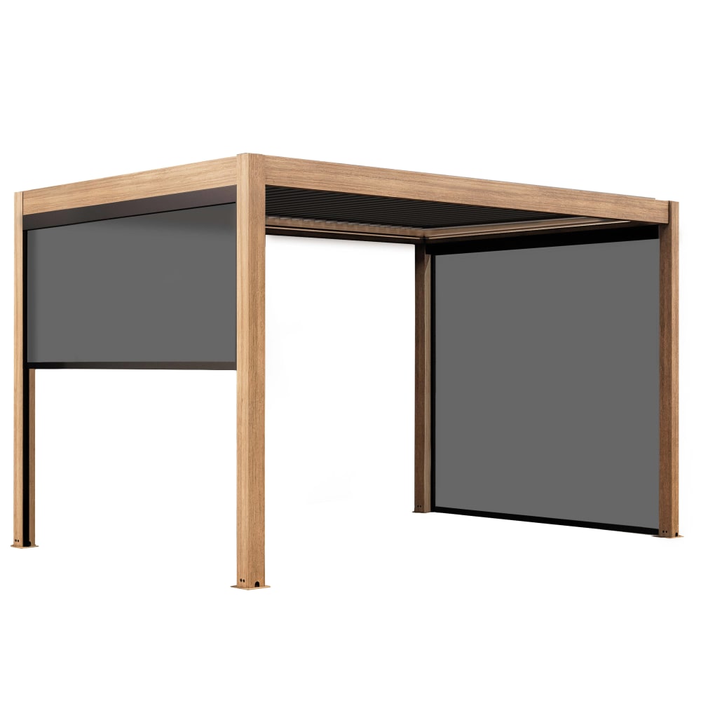 Pergola bioclimatique autoportée motorisée éclairée 3x4m et 2 stores