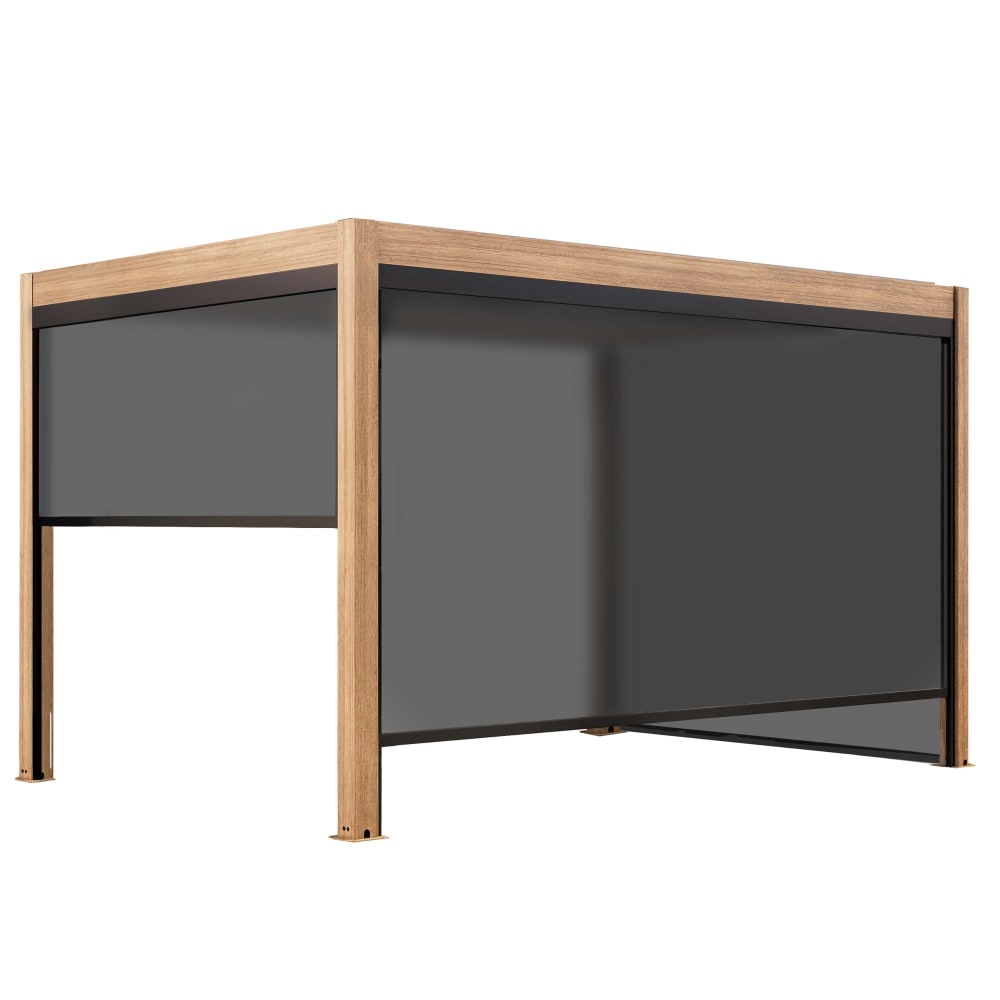 Pergola bioclimatique autoportée motorisée éclairée 3x4m et 3 stores