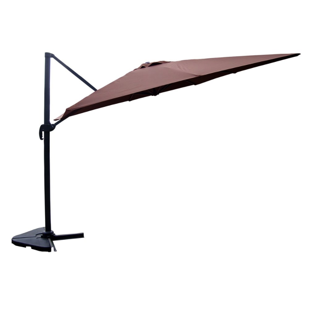 Ensemble parasol marron 3x4m et 4 dalles à lester