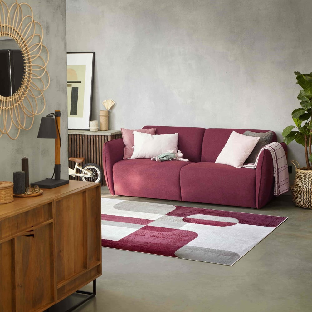 Tapis chenille rectangulaire en polyester à poils courts fuschia — vue 4