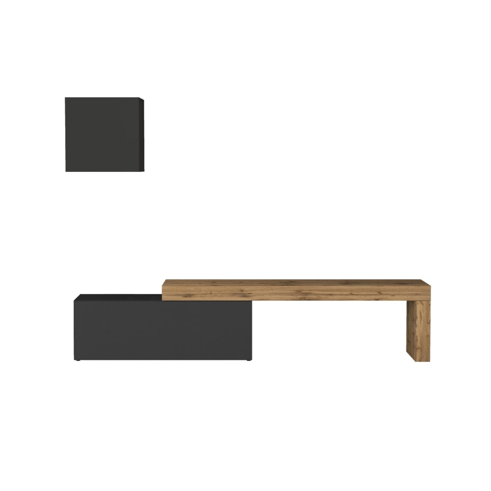 Ensemble meuble tv 180/290 cm effet bois anthracite mat et chêne