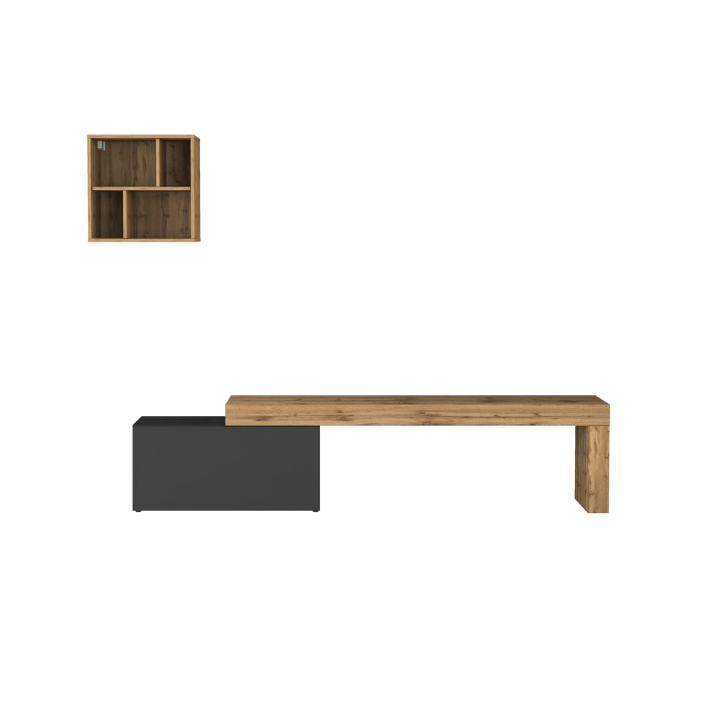 Ensemble meuble tv 180/260 cm effet bois anthracite mat et chêne