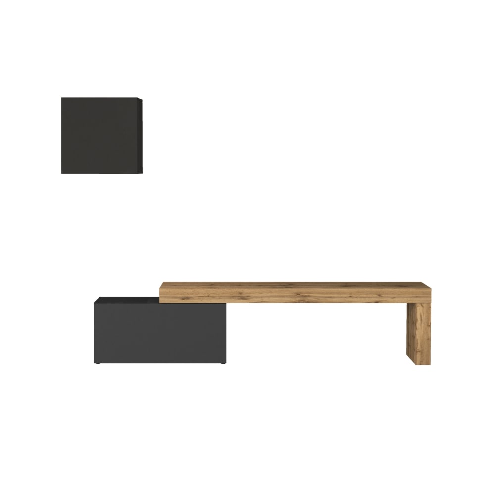 Ensemble meuble tv 180/260 cm effet bois anthracite mat et chêne