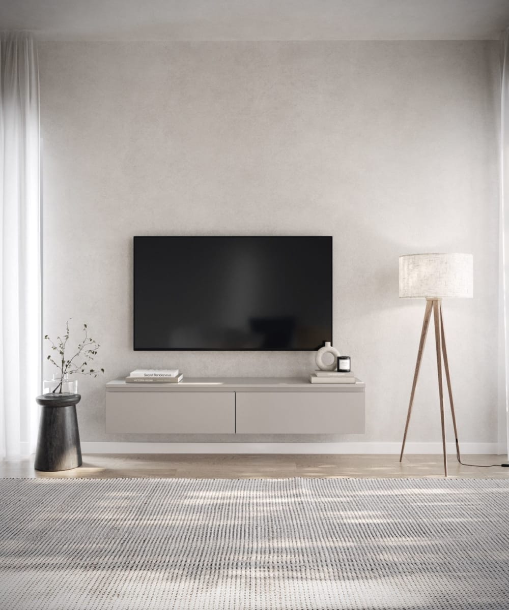 Meuble TV suspendu, grège, 150 cm