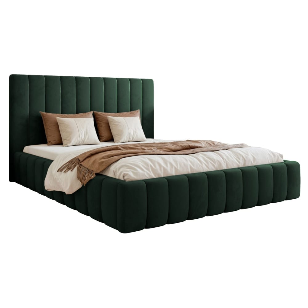 Lit rembourré 180x 200 velours, vert foncé