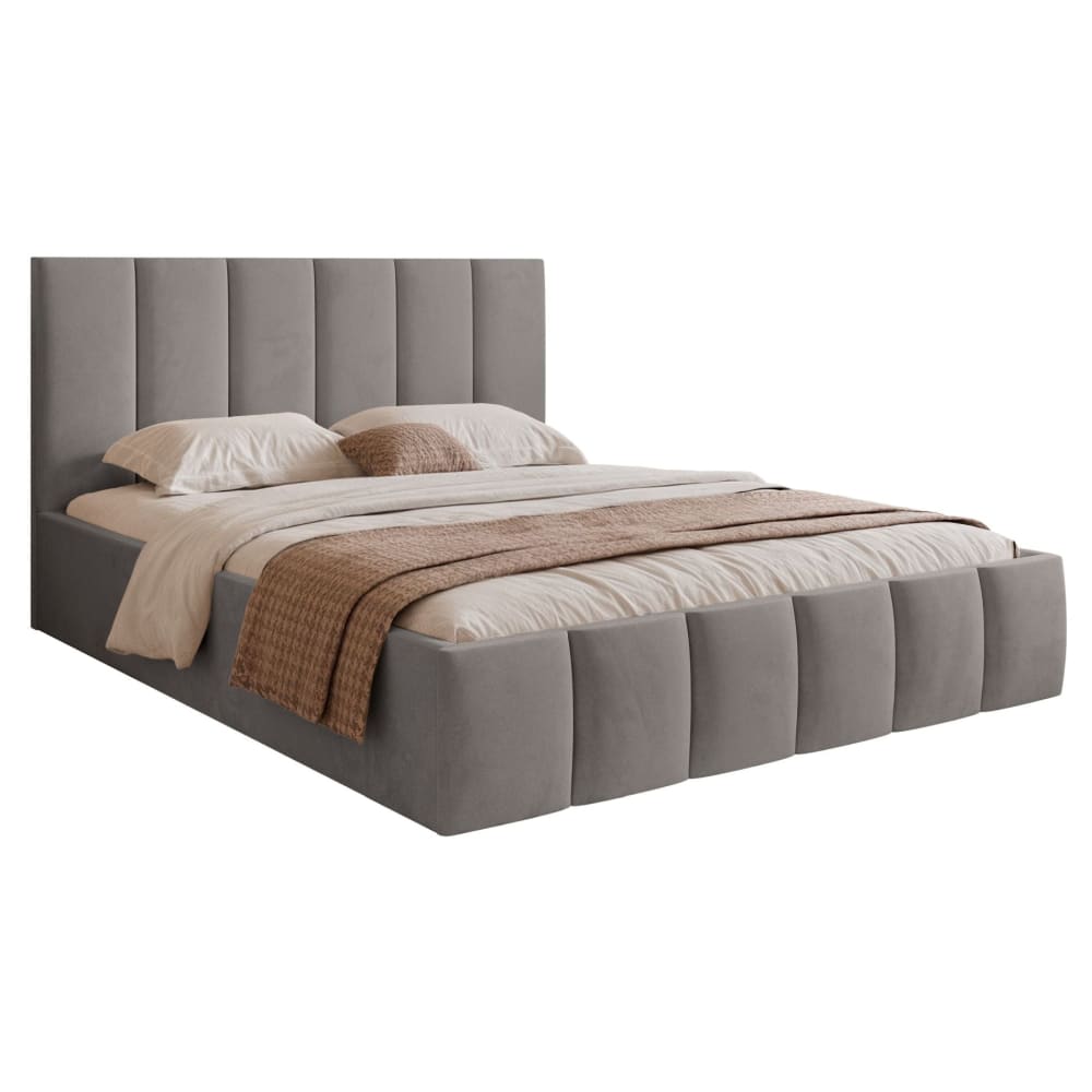 Selsey Polsterbett 140x200 mit Bettkasten, hellgrau style modern - Stoff